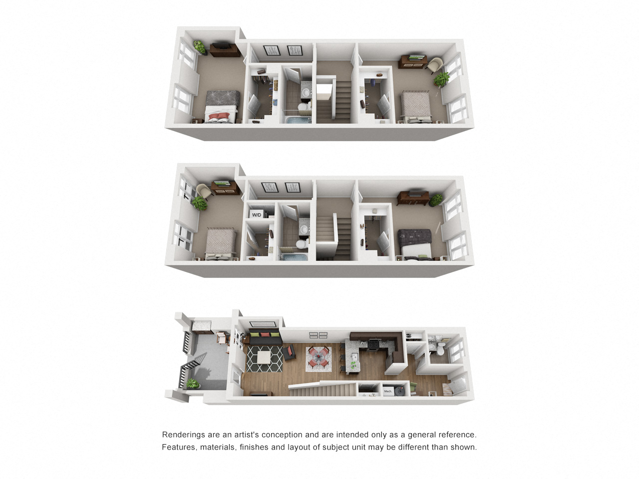 Floor plan for 4 beds, 2.5 baths, 2000 sqft